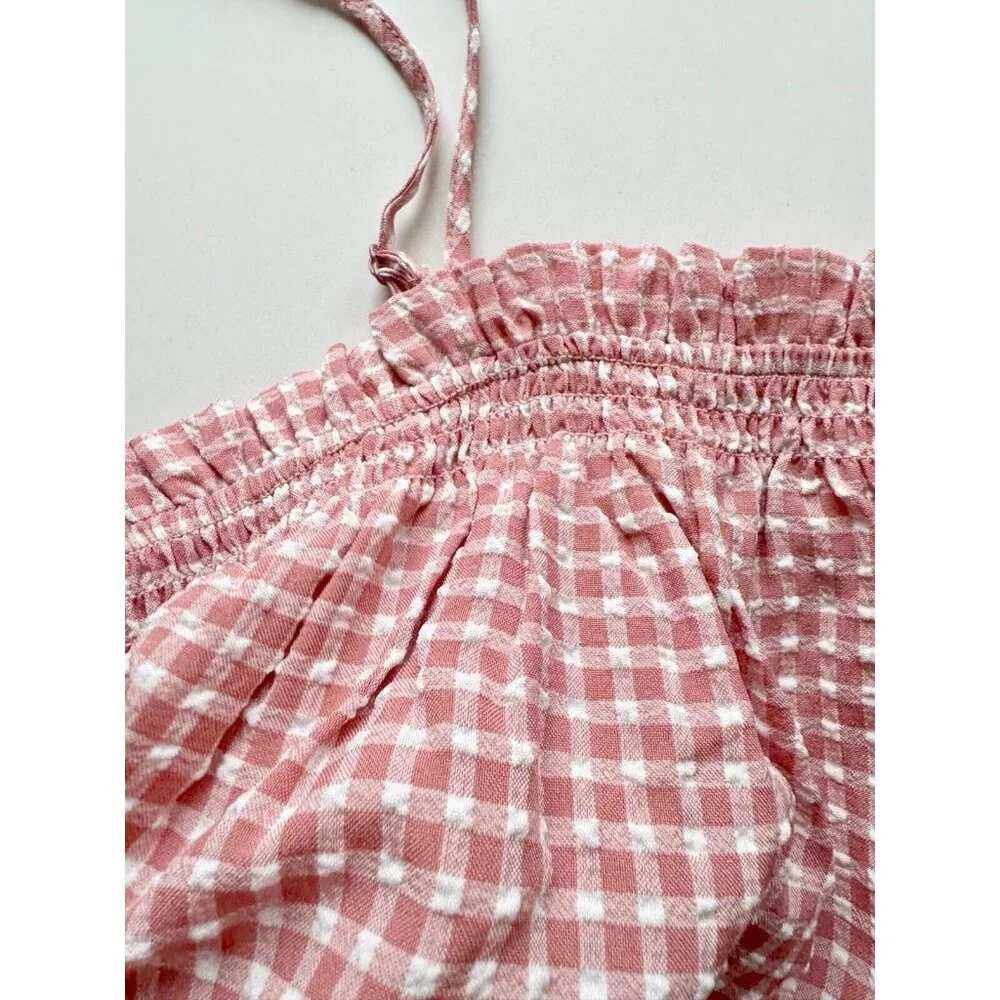 BB DAKOTA Lust For Life Pink Rose Blush Gingham Seersucker Shift Dress, Size M - Picture 10 of 13